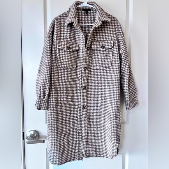 Forever 21 Brown and Cream Houndstooth Coat - Picture 1 of 6